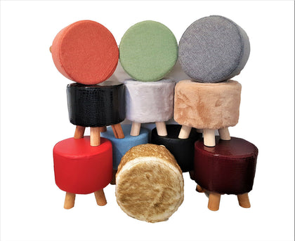 Luxury Chic Wooden Footstool Pouffe Stool Foot Rest Padded Seat Shabby Kids Seat