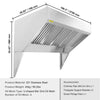 Commercial Exhaust Hood 9FT Food Truck Hood Exhaust 201 Stainless Steel