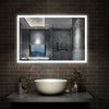 Bathroom Mirror with LED Light Demister Pad Anti-fog Touch Switch Wall Mounted