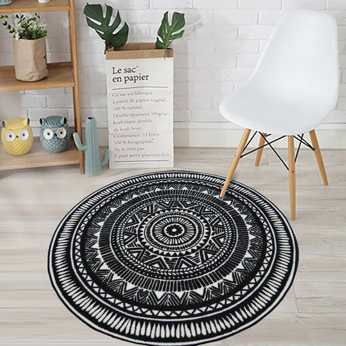 4 Sizes Round Non-slip Carpet Outdoor Floor Rug Mat Pads Geometric Acrylic