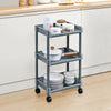 3 Tiers grey Plastic KitchenTrolley Carts With Wheels Bathroom Storage Rack