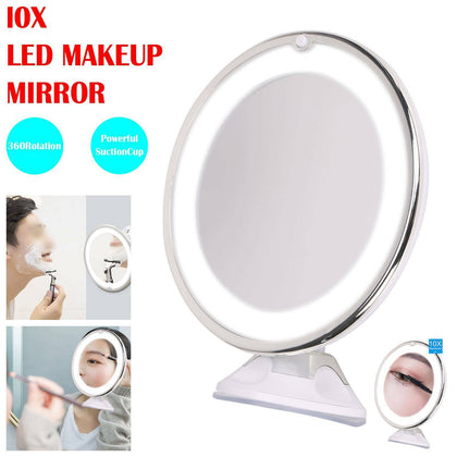 LED 10x Magnifying Make Up Cosmetic Mirror Vanity With Light Illuminated Small