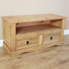 Corona TV Unit Flat Screen Wide Stand 2 Drawer Solid Pine