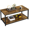 Industrial Wood Coffee Table with Storage Shelf and Metal Frame for Living Room