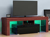 Modern TV Stand Cabinet Unit 1 Drawer Black High Gloss Door Walnut Living Room
