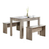 Modern 3Pcs Dining Bench Set Table+ 2 Chairs Dining Room Kitchen for Small Space