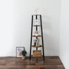 5 Shelf Bookshelf Wooden Bookcase Storage Solid Metal Frames