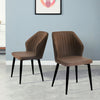 2X Retro Brown/ Grey Dining Chairs Faux Leather Kitchen Dining Room Metal Leg