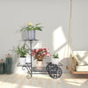4 Tier Garden Plant Flower Pot Succulent Stand Rack Metal Holder Shelf Black