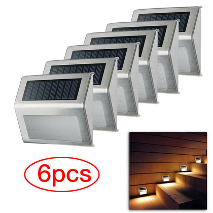 6x Super Bright Solar Powered LED Door Fence Wall Lights Outdoor Garden Lamp UK