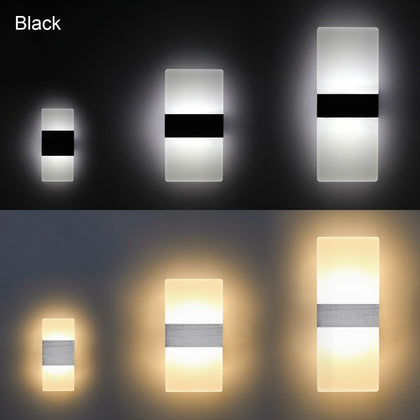 3/6W LED Wall Sconce Light Indoor Acrylic Up Down Lighting Bedroom Corridor Lamp