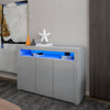 Grey TV Unit Stand Cabinet Cupboard High Gloss 3 Doors Sideboard & LED Light