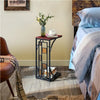 C Shaped Side Table Snack Coffee End Table for Living Room, Slides Up to Sofa
