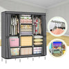 Grey Stylish Canvas Material Wardrobe Storage Large Fabric Portable Cupboard New