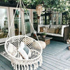Hanging Macrame Hammock Chair Cotton Woven Rope Swing Chair Seat Beige Ace