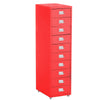 10 Drawer Metal Home Office Filing Cabinet Large File Storage Cupboard w/Castors