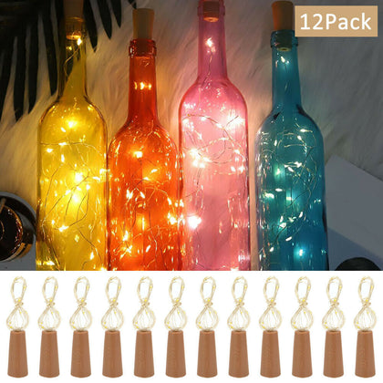 12PCS 10LED Wine Bottle Fairy String Lights Battery Cork Shaped Wedding Party