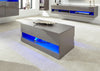 GALICIA COFFEE TABLE TEA W/ SPACIOUS SHELF STORAGE HIGH GLOSS TOP WITH LED GREY
