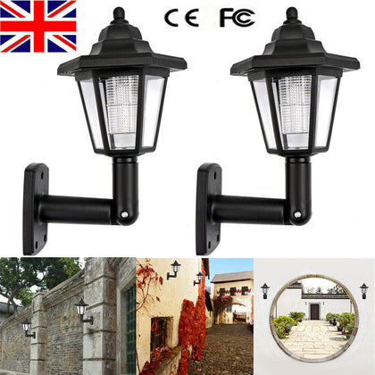2X SUPER BRIGHT SOLAR POWERED DOOR FENCE WALL LIGHTS LED OUTDOOR GARDEN LIGHTING