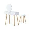 White Vanity Dressing Table Makeup Desk Stool Set with Drawers Mirror LED Light
