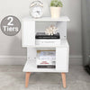 Wooden Bedside Table White Cabinet Unit Storage Shelf Sofa Side Desk Nightstand
