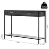 Console Table Worktop Bottom Shelf 2 Drawer Industrial Minimal Style Grey