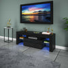 Modern TV Unit Cabinet Stand High Gloss Doors & Drawers LED Lights Display Black