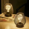 Set of 2 Metal Cage Table Lamps Battery Powered Bedside Table Lantern W/LED Bulb