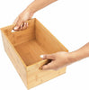 BAMBOO WOOD FOOD STORAGE BOX TRAY ORGANIZER TIDY BIN GRIP HANDLE CUPBOARD SHELF