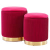 VELVET STORAGE OTTOMAN ROUND POUFFE FOOTREST VANITY DRESSING SEAT STOOL