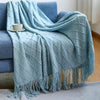 100% Acrylic Knit Throw Blanket Warm Decor Blanket with Tassels for Couch Bed