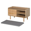 Shoe Bench Home Storage Organizer w/ Wood Legs Cushion Top Cabinet Shelves