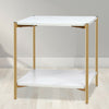 Modern Side Table Coffee Table 2 Tier Marble Effect Bedside Stand With Metal Leg