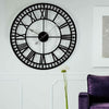 80cm Extra Large Silent Wall Clock Roman Numeral Round Face Black Outdoor Garden