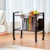 Side Table with Magazine Rack Adjustable Shelf Optional Bookends Castors, Brown