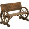 Rustic Wooden Bench 2 Seater Garden Outdoor Patio Porch Wagon Wheel Vintage Wood
