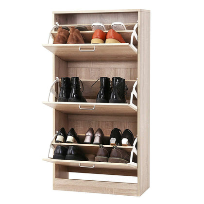 3 Drawer Shoe Cabinet Storage Rack Hallway Cupboard Stand Unit Wooden Footwear