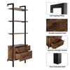 Bookcase Ladder Shelf 3-Tiers Wall Shelf with 2 Drawers Vintage 185x60x30cm