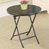 Indoor Outdoor Folding Table Glass Top Iron Frame Garden Bistro Table 60/80cm