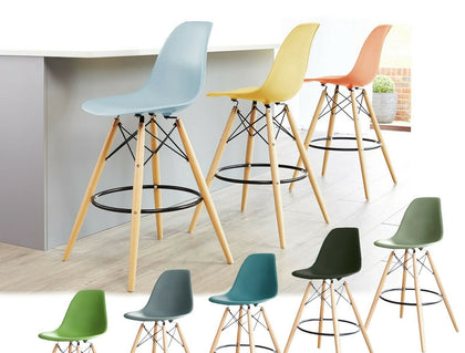 Breakfast Bar Stools Home Kitchen, Pub with Wooden Legs - 11 colors