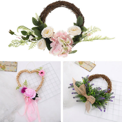 Artificial Flower Rose Wreath Garland Hanging Front Door Wall Wedding Decoration