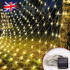 Solar Powered LED Mesh Net Curtain String Fairy Lights Home Party Garden Outdoor
