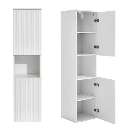 White 2 Door Tall Bathroom Cabinet High Storage Furniture Wall Unit Cupboard