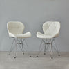 Pair of 2 Computer Desk Chair Faux Leather Fabric Padded Dining Chairs Metal Leg