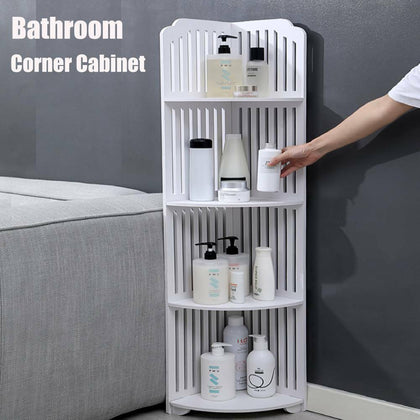 4 Tier Corner Bookshelf Freestanding Shelf Rack Bookcase Cabinet Storage Shelves