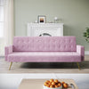 3 Seater Pink Sofa Bed Luxury Velvet Nonwovens New Foam Contrast Gold Metal Legs