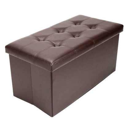 Durable 2 Seater BenchSeat Faux Leather Ottoman Storage Box Foot Stools Brown