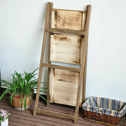 3&4 Tier Wooden Ladder Shelf Storage Home Display Unit Plant Flower Shelves