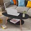 Wood Oval Coffee Table Living Room MDF Sofa Side Table Desk With Storage Shelf