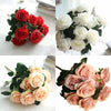 10 Heads Bouquet Silk Rose Artificial Flowers Fake Buch Wedding Home Party Decor